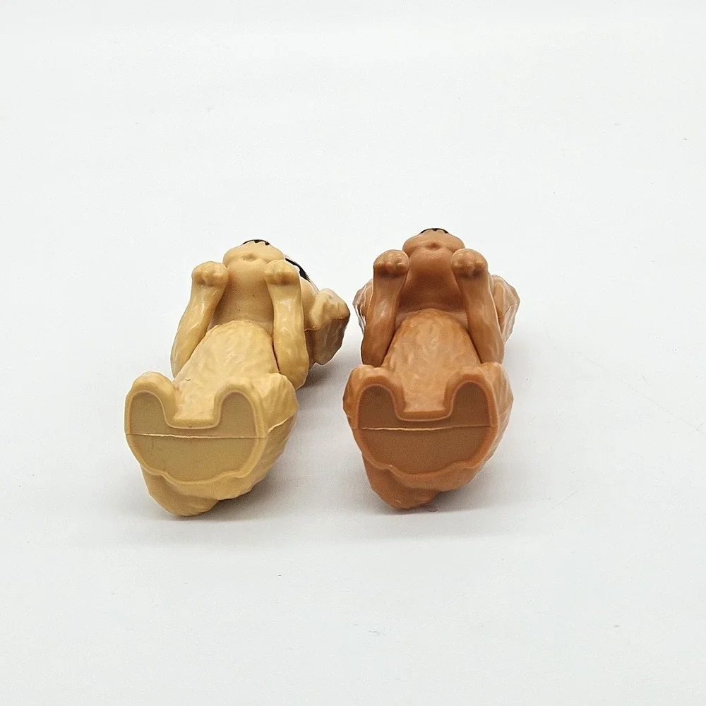 Barbie Club Chelsea Pet Puppy Dog Figures Lot of 2 Tan & Brown Plastic Toys